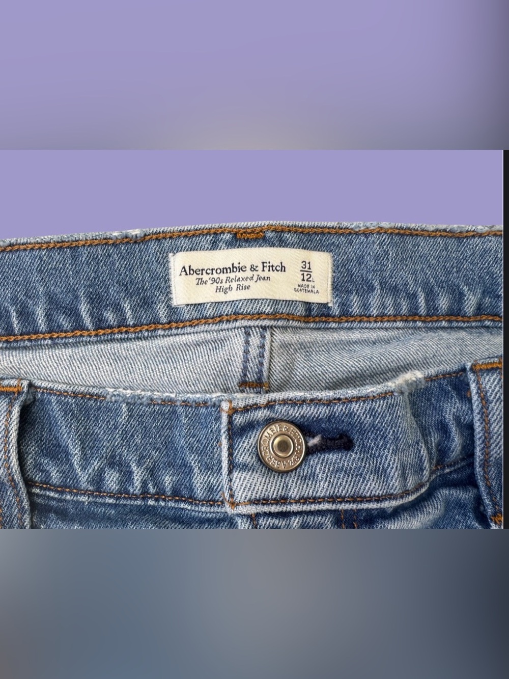 Abercrombie & Fitch 90s Relaxed High Rise Jeans 31/12 Long Tall - Picture 11 of 11